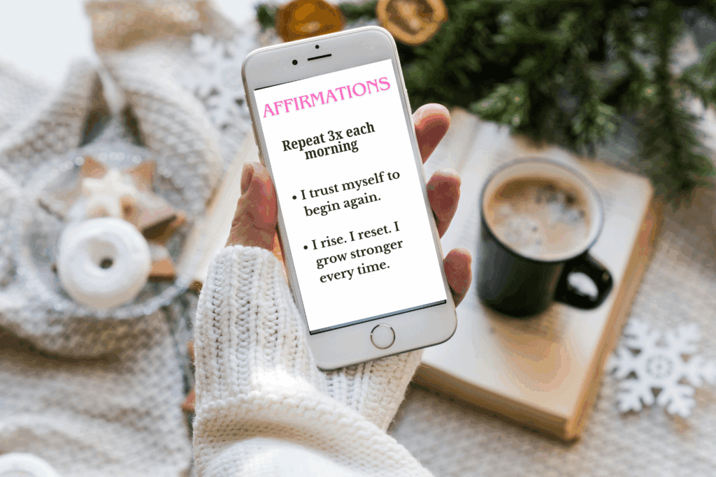 Affirmations on a phone screen - daily reminder