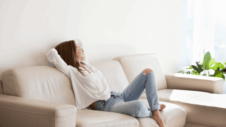 Woman relaxing at home- Slow Living Rituals for Women Over 35: Make Sundays Feel Sacred