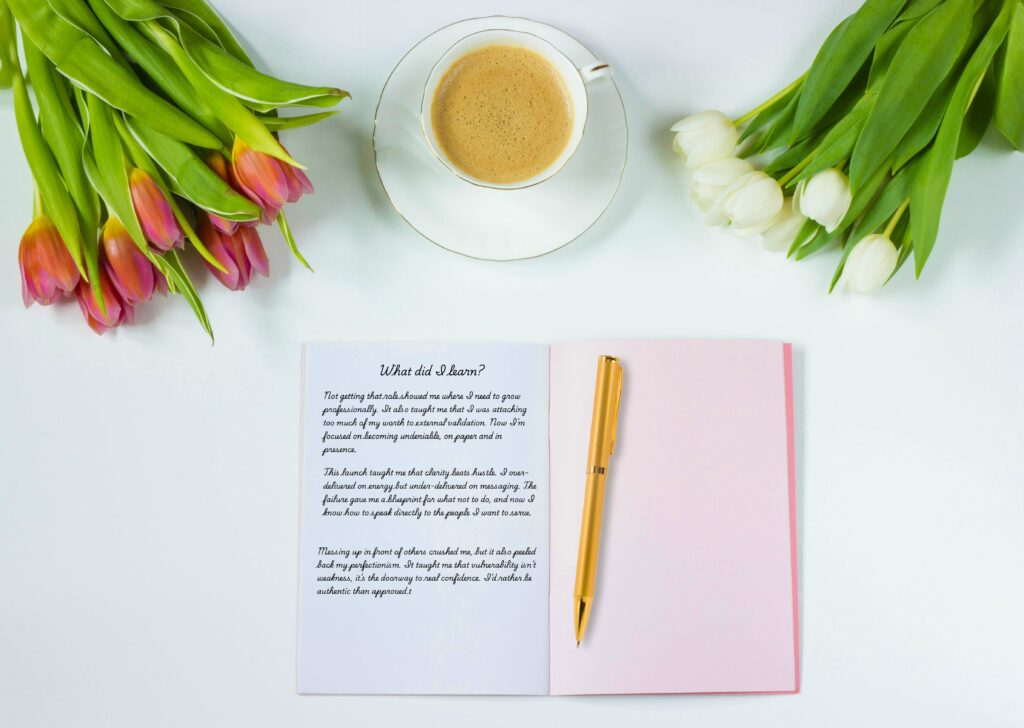 Journal with daily lessons learnt from failure