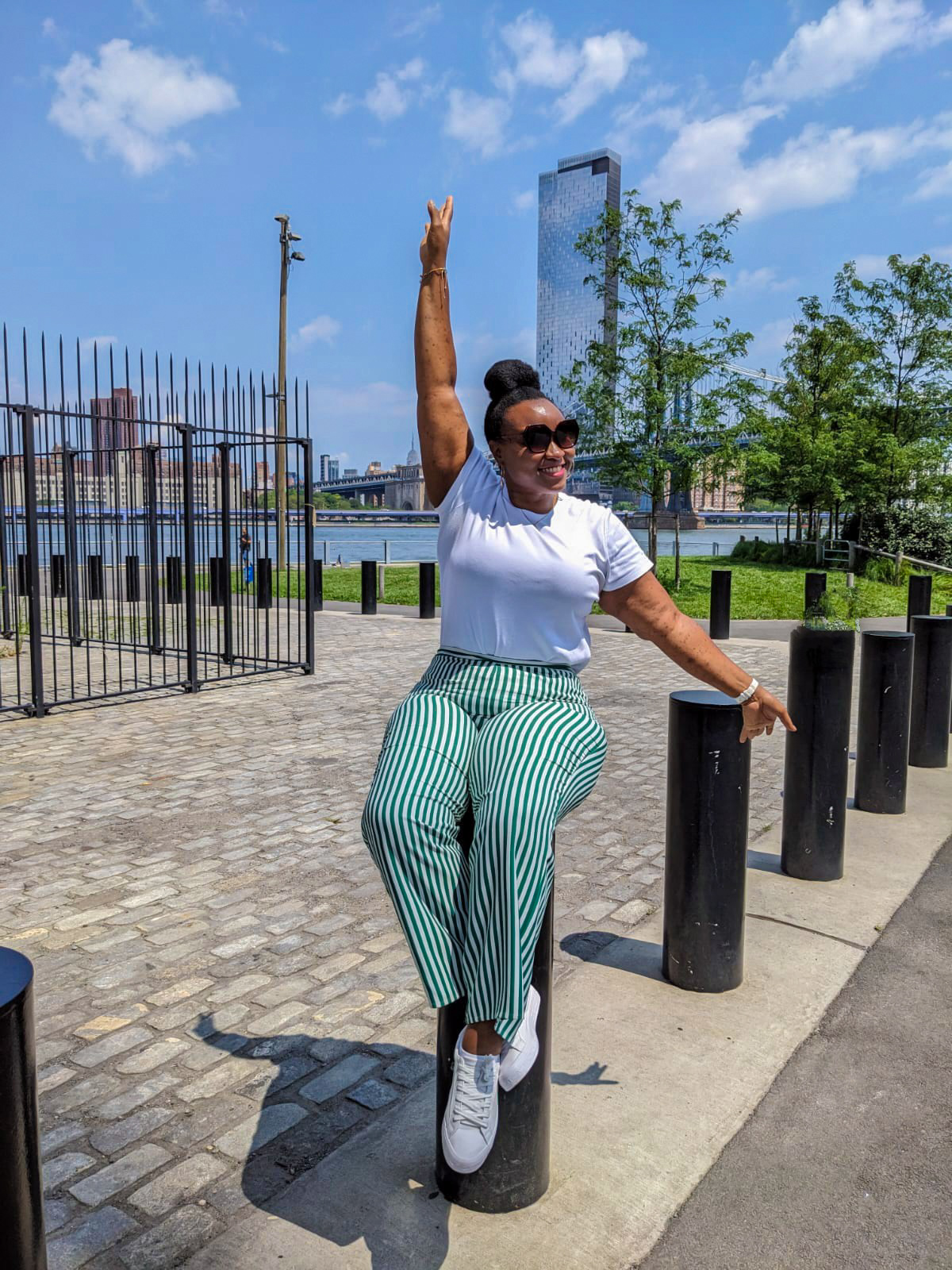 Woman finding life purpose at 35. Happy and at peace smiling