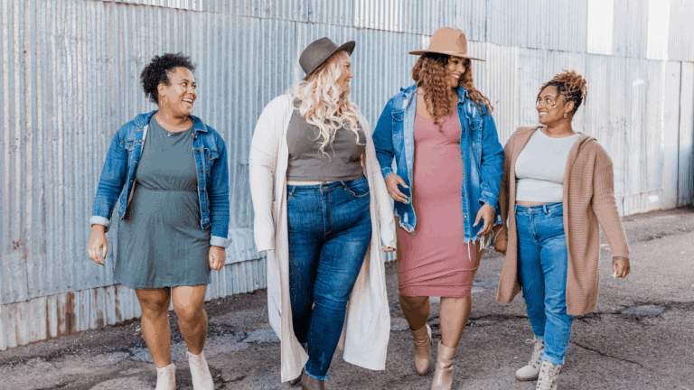 A group of curvy women over 40. Flattering Fashion for Curvy Women Over 40