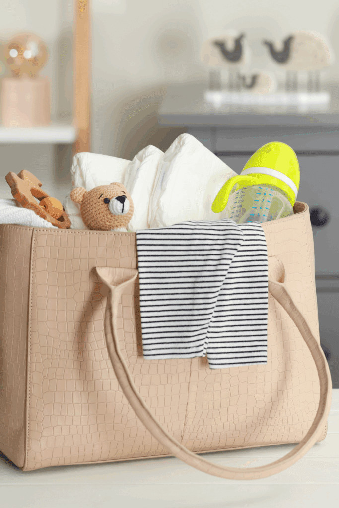 Stylish oversized Structured Tote with baby things