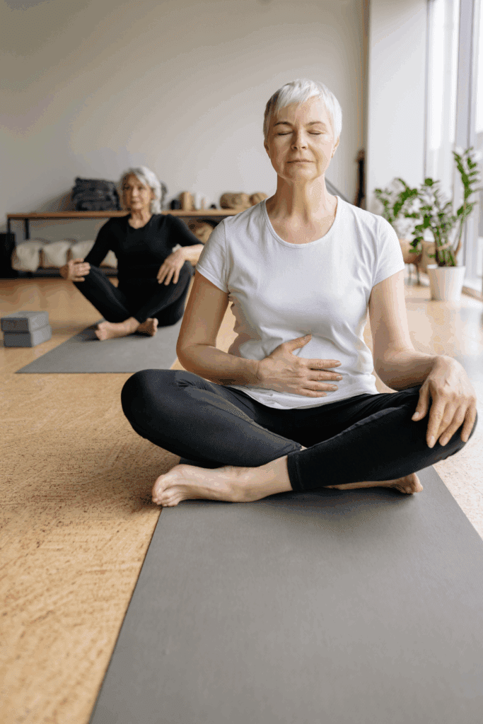 WOMEN OVER 35 DOING YOGA AS A INTENTIONAL SLOW LIVING LIFESTYLE